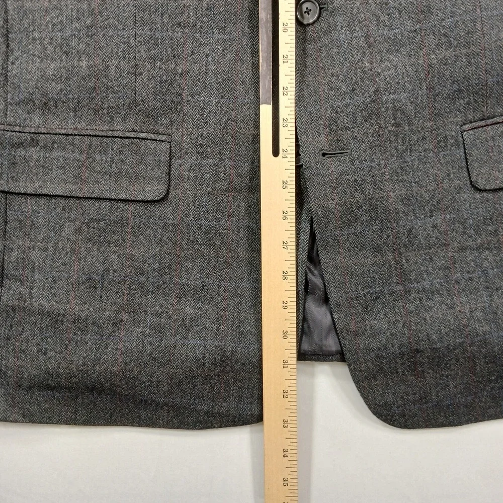 Club Room Cashmere Blend Sport Coat Mens 46S 46R‎ Grey Herringbone Windowpane